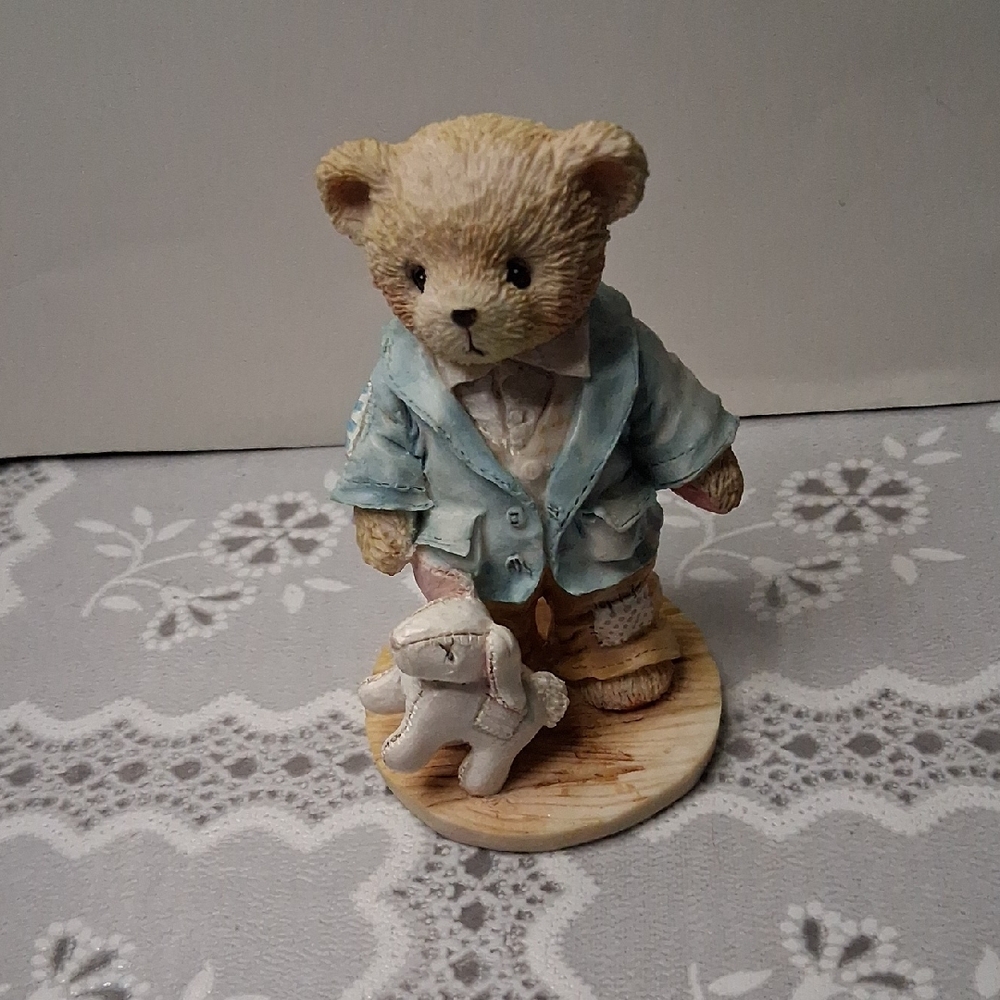 Hamilton Tan and Blue Decorative Bear Accent